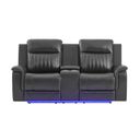 U8879 Blanche Power Console Reclining Loveseat with LED, Global SS and Subwoofer In Charcoal