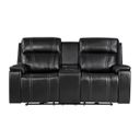 U8880 Leather Power Console Reclining Loveseat with Cooler In Black