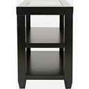 The appearance of Urban Icon Glass Inlay Chair Side End Table with Storage In Black designed by Jofran in the modern / contemporary interior design. This black piece of furniture  was selected by 1StopBedrooms from Urban Icon Collection to add a touch of cosiness and style into your home. Sku: 2001-7. Material: Acacia.