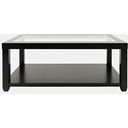 The appearance of Urban Icon Rectangular Glass Inlay Coffee Table In Black designed by Jofran in the modern / contemporary interior design. This black piece of furniture  was selected by 1StopBedrooms from Urban Icon Collection to add a touch of cosiness and style into your home. Sku: 2001-1. Material: Acacia.