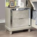 The appearance of Valletta Night Stand In Champagne designed by Furniture of America in the glam interior design. This champagne piece of furniture was selected by 1StopBedrooms from Valletta Collection to add a touch of cosiness and style into your home. Sku: FOA7157N. Material: Wood.