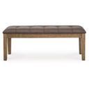 The appearance of Vallister 50 Inch Dining Bench In Light Brown designed by Signature Design by Ashley in the transitional interior design. This light brown piece of furniture was selected by 1StopBedrooms from Vallister Collection to add a touch of cosiness and style into your home. Sku: NCD592-00. Material: Leather Match.