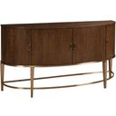 The appearance of Vantage Warm Brown Gardner Demilune Sideboard designed by American Drew in the transitional interior design. This brown piece of furniture was selected by 1StopBedrooms from Vantage Collection to add a touch of cosiness and style into your home. Sku: 929-850. Material: Wood.