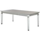 The appearance of Varian 90 Inch Dining Table designed by ACME in the transitional interior design. This antique platinum piece of furniture was selected by 1StopBedrooms from Varian Collection to add a touch of cosiness and style into your home. Sku: 66160. Material: Wood. Table Top Shape: Rectangular. Size: 40" x 90".