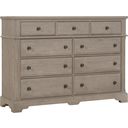 The appearance of Heritage 9 Drawer Bureau In Aged White Oak designed by Artisan & Post in the modern / contemporary interior design. This gray piece of furniture was selected by 1StopBedrooms from Heritage Collection to add a touch of cosiness and style into your home. Sku: 114-003. Material: Wood.