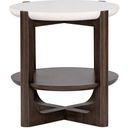 The appearance of Vellara End Table with Stone Top In Dark Walnut designed by Furniture of America in the transitional interior design. This dark walnut piece of furniture  was selected by 1StopBedrooms from Vellara Collection to add a touch of cosiness and style into your home. Sku: FM44020DW-ER-ST. Material: Stone.