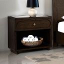 The appearance of Vellara Nightstand Quartz Top with LED In Dark Walnut designed by Furniture of America in the transitional interior design. This dark walnut piece of furniture was selected by 1StopBedrooms from Vellara Collection to add a touch of cosiness and style into your home. Sku: FM74021DW-N. Material: Rubberwood.