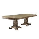 The appearance of Vendome Dining Table (Gold Patina) designed by ACME in the rustic / southwestern interior design. This gold patina piece of furniture was selected by 1StopBedrooms from Vendome Collection to add a touch of cosiness and style into your home. Sku: 63000T;63001ST;63002PED. Material: Wood. Table Top Shape: Rectangular. Size: 48" x 120".