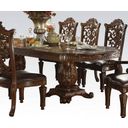The appearance of Vendome Double Pedestal Dining Table (Cherry) designed by ACME in the rustic / southwestern interior design. This cherry piece of furniture  was selected by 1StopBedrooms from Vendome Collection to add a touch of cosiness and style into your home. Sku: 60000T;60001ST;60002PED. Material: Wood. Table Top Shape: Rectangular. Size: 48" x 120".