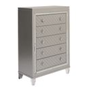 The appearance of Venetian Bedroom Chest with 5 Drawers In Champagne Silver designed by Best Quality Furniture in the glam interior design. This champagne silver piece of furniture was selected by 1StopBedrooms from Venetian Collection to add a touch of cosiness and style into your home. Sku: VEN-C. Material: Textured.