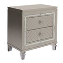 The appearance of Venetian Nightstand with 2 Drawers In Champagne Silver designed by Best Quality Furniture in the glam interior design. This champagne silver piece of furniture was selected by 1StopBedrooms from Venetian Collection to add a touch of cosiness and style into your home. Sku: VEN-N. Material: Textured.