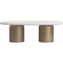 The appearance of Verge Oval Cocktail Table In White and Bronze designed by A.R.T. in the traditional interior design. This white/bronze piece of furniture was selected by 1StopBedrooms from Verge Collection to add a touch of cosiness and style into your home. Sku: 337302-0017TP;337302-1043BS. Material: Marble.