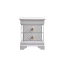 The appearance of Verona Nightstand In Pearl White designed by Glory in the modern / contemporary interior design. This pearl white piece of furniture was selected by 1StopBedrooms from Verona Collection to add a touch of cosiness and style into your home. Sku: G6735-N. Material: Wood.