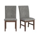 Veronica Dining Side Chair with Fabric Set of 2 In Walnut and Dark Grey
