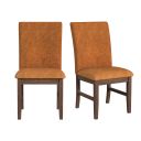 Veronica Dining Side Chair with Fabric Set of 2 In Walnut and Orange