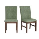 Veronica Dining Side Chair with Fabric Set of 2 In Walnut In Avocado