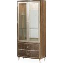 The appearance of Villa Cherie Display Cabinet In Hazelnut designed by Michael Amini in the transitional interior design. This hazelnut piece of furniture  was selected by 1StopBedrooms from Villa Collection to add a touch of cosiness and style into your home. Sku: N9008209-410. Material: Glass.