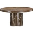 The appearance of Villa Cherie Round Dining Table In Hazelnut designed by Michael Amini in the transitional interior design. This hazelnut piece of furniture  was selected by 1StopBedrooms from Villa Collection to add a touch of cosiness and style into your home. Sku: N9008001T-410;N9008001B-410. Table Top Shape: Round. Material: Polyester. Size: 60".