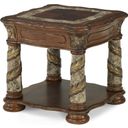 The appearance of Villa Valencia End Table In Chestnut designed by Michael Amini in the traditional interior design. This chestnut piece of furniture was selected by 1StopBedrooms from Villa Valencia Collection to add a touch of cosiness and style into your home. Sku: 72202C-55;72202T-55. Material: Wood.