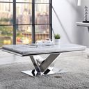 The appearance of Villarsglane Coffee Table In Chrome designed by Furniture of America in the glam interior design. This chrome piece of furniture  was selected by 1StopBedrooms from Villarsglane Collection to add a touch of cosiness and style into your home. Sku: CM4284C-1;CM4284C-2;CM4284C-3. Material: Stainless Steel.