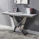 The appearance of Villarsglane Sofa Table In Chrome designed by Furniture of America in the glam interior design. This chrome piece of furniture  was selected by 1StopBedrooms from Villarsglane Collection to add a touch of cosiness and style into your home. Sku: CM4284S-1;CM4284S-2;CM4284S-3. Material: Stainless Steel.