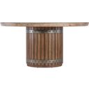 The appearance of Vineyard Row Round Dining Table In Dark Wood designed by Hooker in the transitional interior design. This dark wood piece of furniture  was selected by 1StopBedrooms from Vineyard Row Collection to add a touch of cosiness and style into your home. Sku: 6952-75203-80. Table Top Shape: Round. Size: 62". Material: Hickory.
