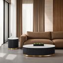 The appearance of Virden Oval Cocktail Table In Black/White/Gold designed by Furniture of America in the modern / contemporary interior design. This black/white/gold piece of furniture  was selected by 1StopBedrooms from Virden Collection to add a touch of cosiness and style into your home. Sku: FM47000BK-CO. Material: Marble.