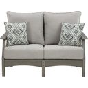 The appearance of Visola Gray Loveseat w/Cushion designed by Signature Design by Ashley in the modern / contemporary interior design. This gray piece of furniture was selected by 1StopBedrooms from Visola Collection to add a touch of cosiness and style into your home. Sku: P802-835. Material: Fabric.