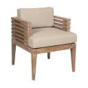 The appearance of Vivid Outdoor Patio Dining Chair In Light Eucalyptus and Taupe designed by Armen Living in the modern / contemporary interior design. This light eucalyptus and taupe piece of furniture  was selected by 1StopBedrooms from Vivid Collection to add a touch of cosiness and style into your home. Sku: LCVISIEUCTP. Material: Eucalyptus.