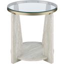 Wanda 24 Inch Round Glass Top End Table In Grey