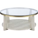 Wanda 42 Inch Round Glass Top Coffee Table with Casters In Grey