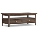 Warm Shaker Solid Wood Coffee Table In Farmhouse Brown