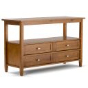 Warm Shaker Solid Wood Console Sofa Table In Light Golden Brown