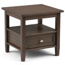 Warm Shaker Solid Wood End Table In Farmhouse Brown