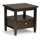 Warm Shaker Solid Wood End Table In Tobacco Brown