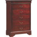 The appearance of Glory Furniture G3100 5 Drawer Chest in Cherry designed by Glory in the traditional interior design. This cherry piece of furniture  was selected by 1StopBedrooms from G3100 Collection to add a touch of cosiness and style into your home. Sku: G3100-CH-Chest. Material: Wood.