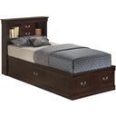 The appearance of Glory Furniture G3125 Twin Storage Bed in Cappuccino designed by Glory in the traditional interior design. This cappuccino piece of furniture  was selected by 1StopBedrooms from G3125 Collection to add a touch of cosiness and style into your home. Sku: G3125B-TSB Box 1;G3125B-TSB Box 3;G3125B-TSB Box 2;G3125B-TSB Box 4;G3125B-TSB Box 5. Bed Type: Storage Bed. Material: Wood. Bed Size: Twin.