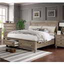 The appearance of Wells Queen Bed In Gray designed by Furniture of America in the transitional interior design. This gray piece of furniture was selected by 1StopBedrooms from Wells Collection to add a touch of cosiness and style into your home. Sku: CM7568Q-HB;CM7568Q-FB;CM7568Q-R. Bed Type: Platform Bed. Material: Wood. Bed Size: Queen.