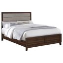 Welsley 50 Inch Upholstered Queen Bed In Walnut and Taupe