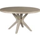 The appearance of West Fork Aged Taupe Hardy Round Dining Table designed by American Drew in the transitional interior design. This beige piece of furniture was selected by 1StopBedrooms from West Fork Collection to add a touch of cosiness and style into your home. Sku: 924-701;924-B01. Table Top Shape: Round. Material: Wood. Size: 54".