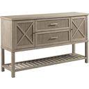 The appearance of West Fork Aged Taupe Sloan Sideboard designed by American Drew in the transitional interior design. This beige piece of furniture was selected by 1StopBedrooms from West Fork Collection to add a touch of cosiness and style into your home. Sku: 924-857. Material: Wood.