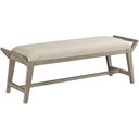 The appearance of West Fork Aged Taupe Upholstered Bench designed by American Drew in the transitional interior design. This beige piece of furniture was selected by 1StopBedrooms from West Fork Collection to add a touch of cosiness and style into your home. Sku: 924-480. Material: Wood.