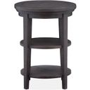 The appearance of Westley Falls Graphite Round Accent Table designed by Magnussen in the transitional interior design. This brown piece of furniture  was selected by 1StopBedrooms from Westley Falls Collection to add a touch of cosiness and style into your home. Sku: T4399-35. Material: Pine Veneer.
