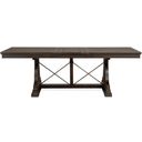 The appearance of Westley Falls Graphite Trestle Dining Table designed by Magnussen in the modern / contemporary interior design. This graphite piece of furniture was selected by 1StopBedrooms from Westley Falls Collection to add a touch of cosiness and style into your home. Sku: D4399-25B;D4399-25T. Table Top Shape: Rectangular. Size: 38" x 72". Material: Pine Veneer.