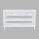 The appearance of Westport 50 Inch Sofa Console Table with Storage Drawers and Shelves In White designed by Jofran in the coastal interior design. This white piece of furniture was selected by 1StopBedrooms from Westport Collection to add a touch of cosiness and style into your home. Sku: 2545-4. Material: Acacia.