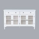 The appearance of Westport 58 Inch Glass Door Sideboard Cabinet Buffet with Adjustable Shelves In White designed by Jofran in the country / farmhouse interior design. This white piece of furniture was selected by 1StopBedrooms from Westport Collection to add a touch of cosiness and style into your home. Sku: 2545-58. Material: MDF.
