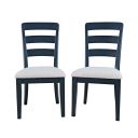 The appearance of Westport Upholstered Ladderback Dining Chair Set of 2 In Navy and Blue designed by Jofran in the transitional interior design. This navy and blue piece of furniture was selected by 1StopBedrooms from Westport Collection to add a touch of cosiness and style into your home. Sku: 2546-360KD. Material: Plywood.