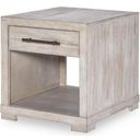 The appearance of Westwood 1 Drawer and 1 Open Shelf Square End Table In Weathered Oak designed by Legacy Classic in the rustic / southwestern interior design. This weathered oak piece of furniture was selected by 1StopBedrooms from Westwood Collection to add a touch of cosiness and style into your home. Sku: 1732-507. Material: Solid Hardwood.