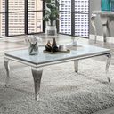 The appearance of Wetzikon Coffee Table In White and Silver designed by Furniture of America in the glam interior design. This white/silver piece of furniture  was selected by 1StopBedrooms from Wetzikon Collection to add a touch of cosiness and style into your home. Sku: CM4903WH-C-1;CM4903C-2;CM4903C-3. Material: Metal.