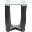 The appearance of Wexler Rectangular End Table In Black Truffle And Clear Glass designed by Magnussen in the modern / contemporary interior design. This black truffle and clear glass piece of furniture  was selected by 1StopBedrooms from Wexler Collection to add a touch of cosiness and style into your home. Sku: T6345-03. Material: Hardwood.